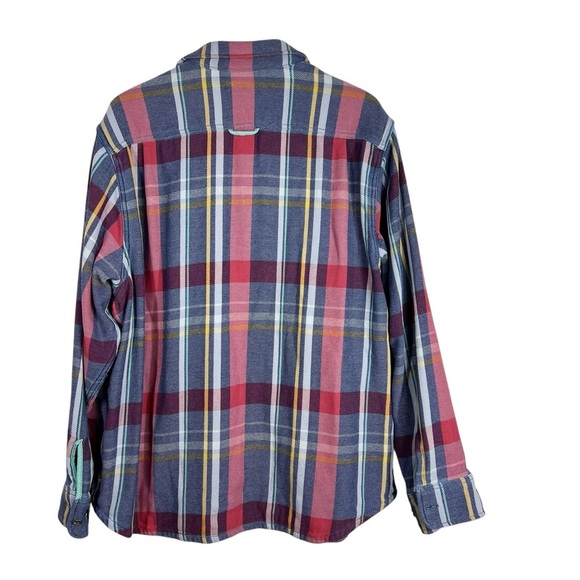 TOMMY BAHAMA Red and Blue Plaid Button-Up Flannel Shacket Shirt Men's XL - Picture 7 of 8